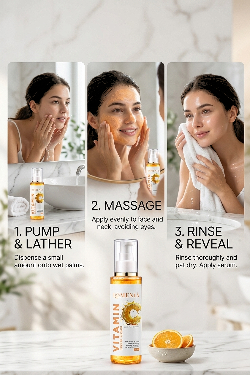 LUMENIA Vitamin C Face Wash - Brightening Fresh Glow Cleanser 100ml for Radiant Skin