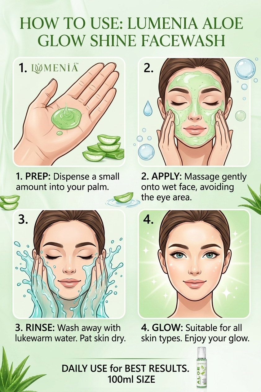 LUMENIA Aloe Glow Shine Facewash – Refreshing Aloevera Facewash for Daily Cleansing (100ml)