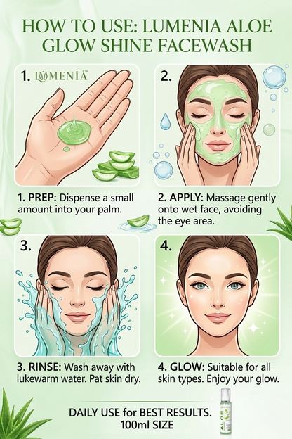 LUMENIA Aloe Glow Shine Facewash – Refreshing Aloevera Facewash for Daily Cleansing (100ml)