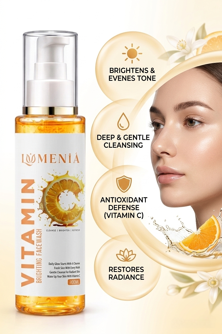 LUMENIA Vitamin C Face Wash - Brightening Fresh Glow Cleanser 100ml for Radiant Skin