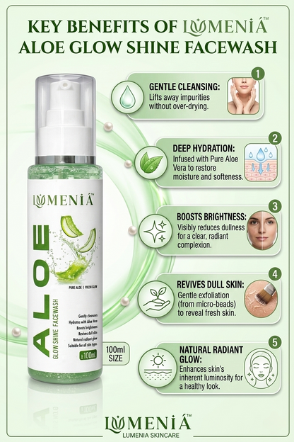 LUMENIA Aloe Glow Shine Facewash – Refreshing Aloevera Facewash for Daily Cleansing (100ml)