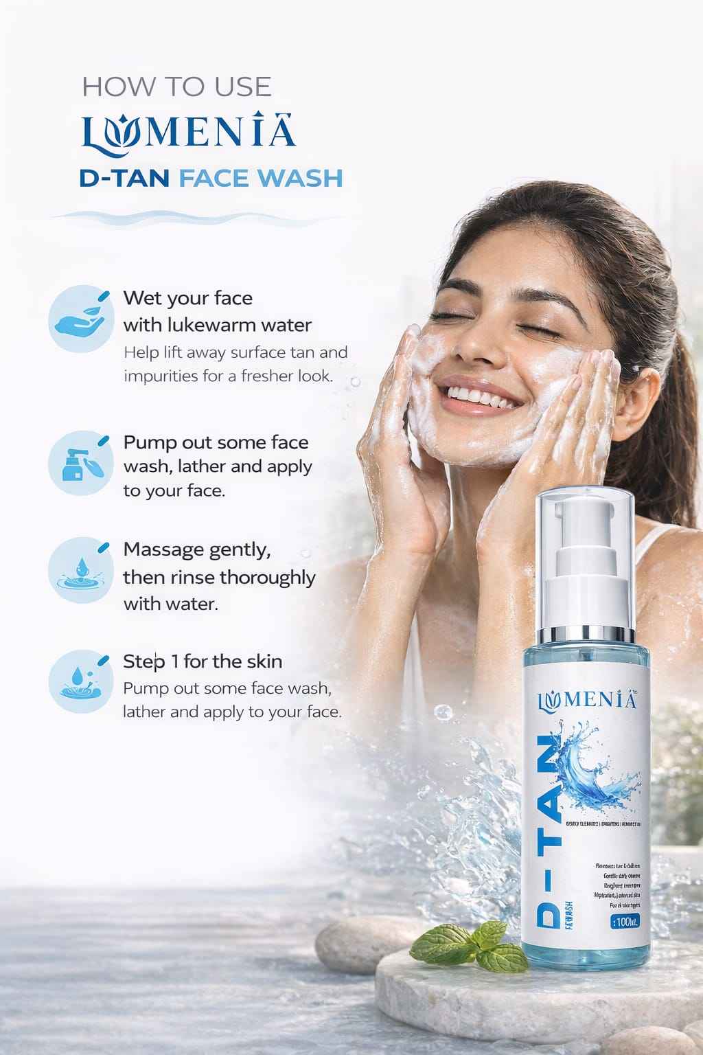 Lumenia D-Tan Glow Facewash 100ml - Deep Cleansing and Tan Removal Solution